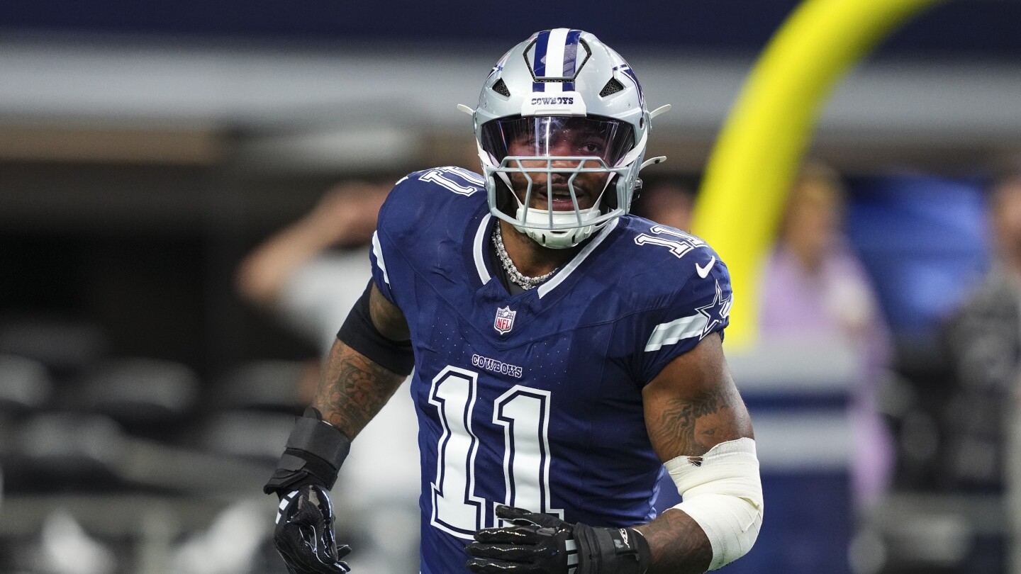 ProFootballTalk's tweet card. Cowboys defensive end Micah Parsons showed up to training camp and was on the practice field with a helmet Tuesday.