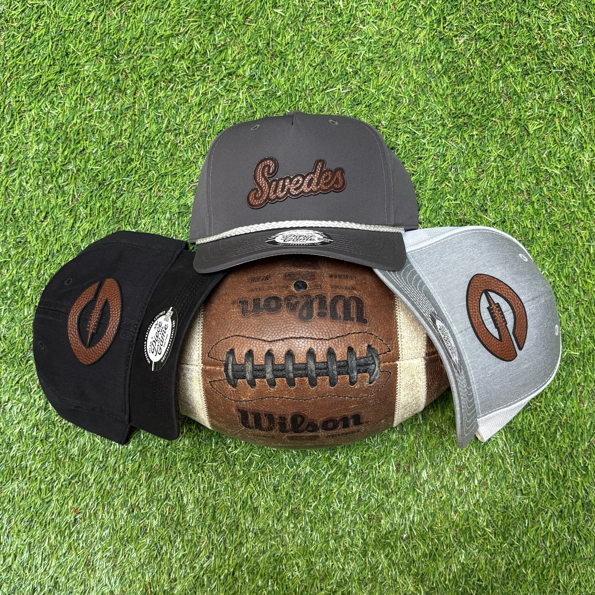 SwedesAD's tweet card. Introducing our exclusive product collection in collaboration with Gothenburg High School! Discover an assortment of unique hats, meticulously crafted from repurposed, authentic game-used footballs....