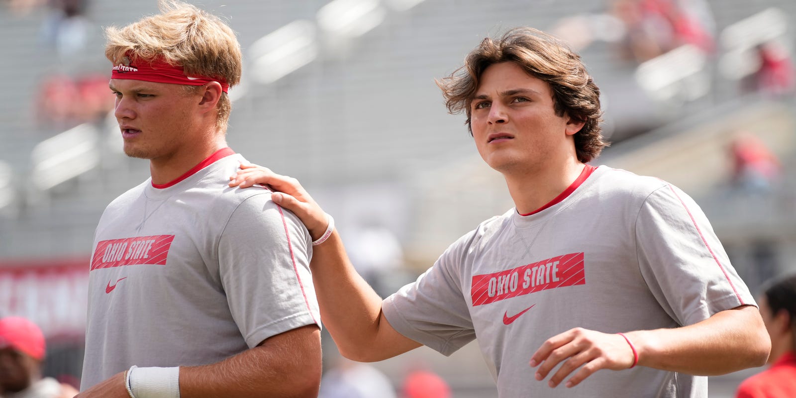 DispatchAlerts's tweet card. The Buckeyes' starting quarterback competition between Lincoln Kienholz and Julian Sayin remains tight entering preseason training camp.