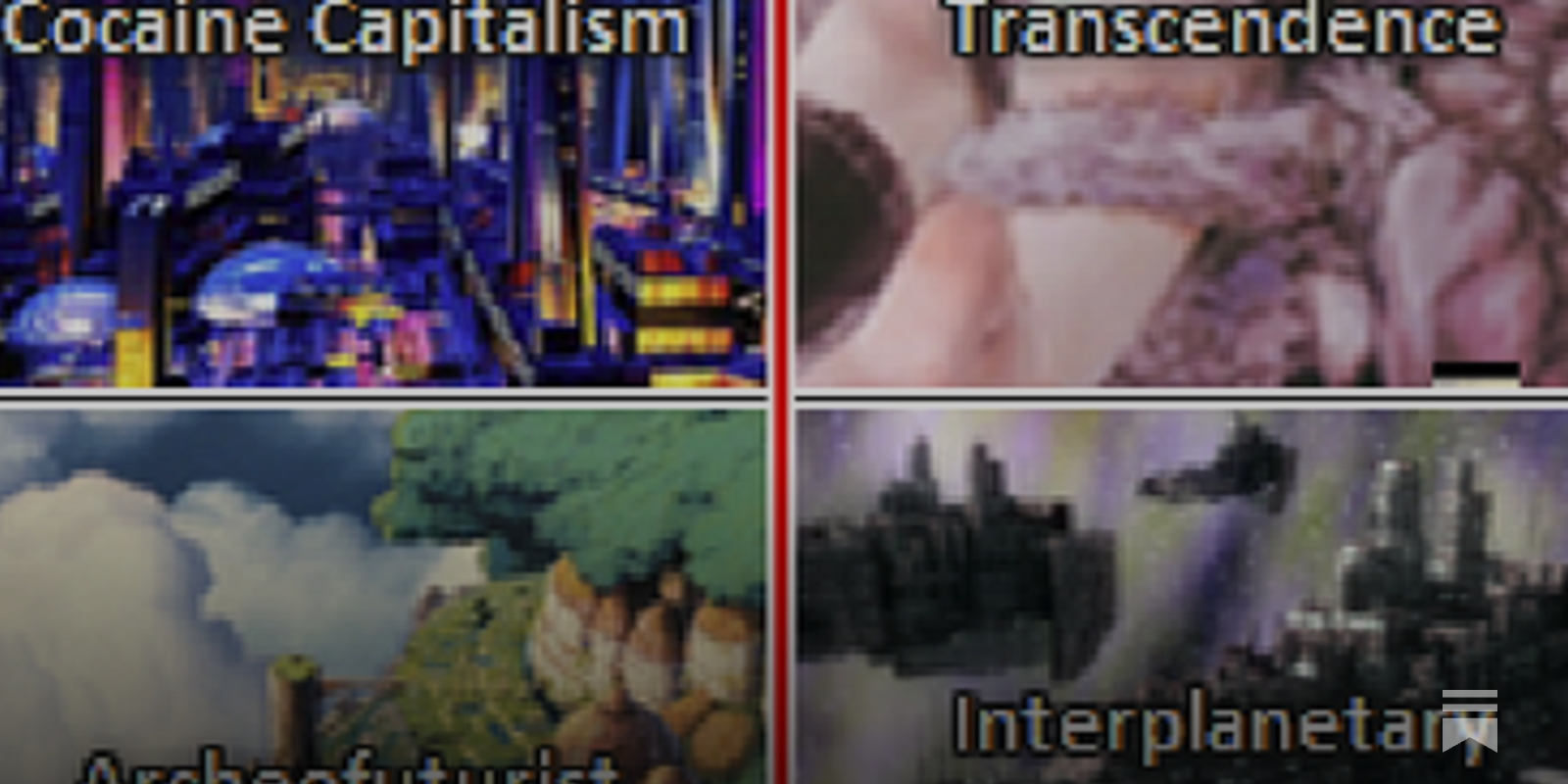 tszzl's tweet card. vignettes of many worlds