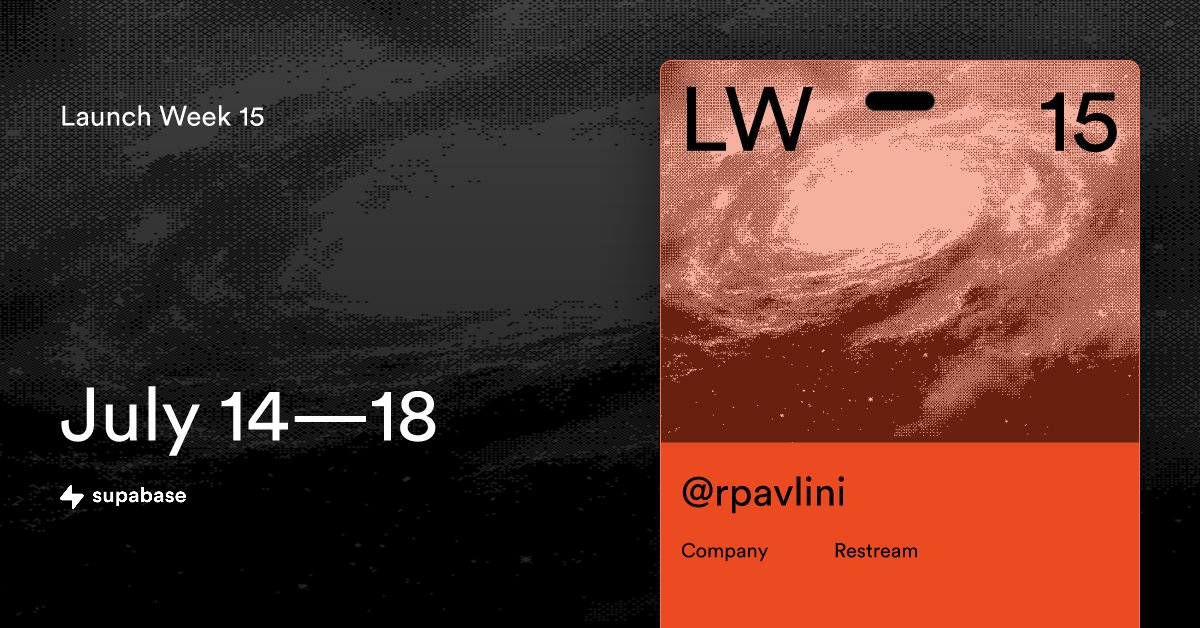 rpavlini's tweet card. Join us for a week of announcing new features, every day at 8AM PT.