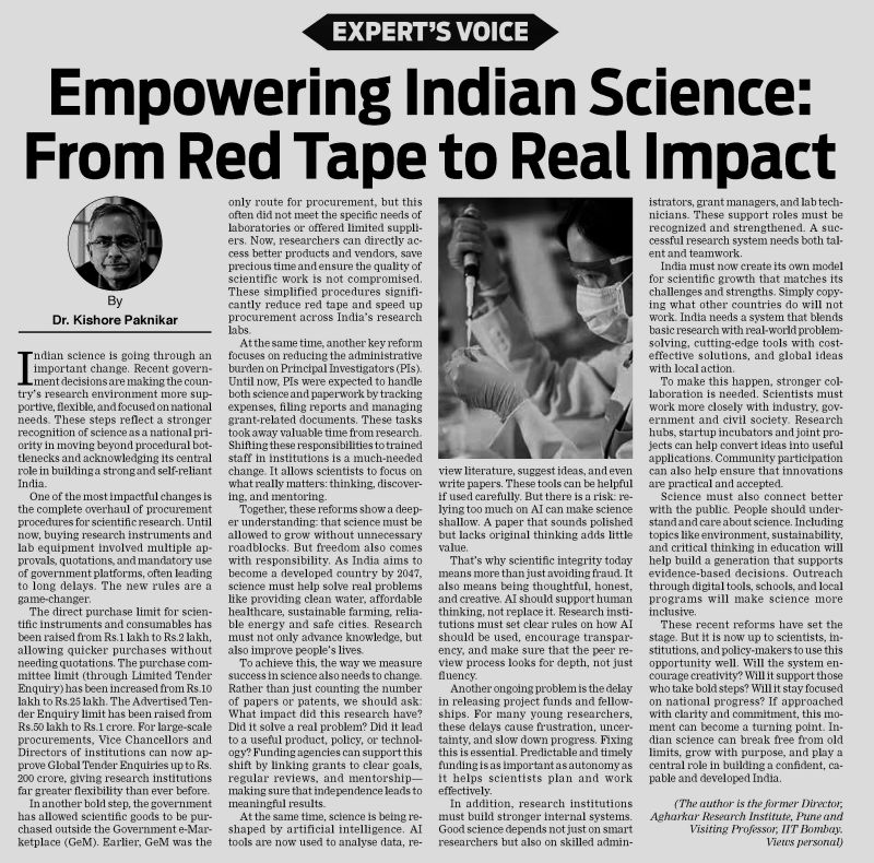 kpaknikar's tweet card. Indian science is undergoing a quiet revolution. Recent reforms have cut red tape, eased procurement norms, and reduced administrative burdens—giving scientists the autonomy to focus on meaningful...