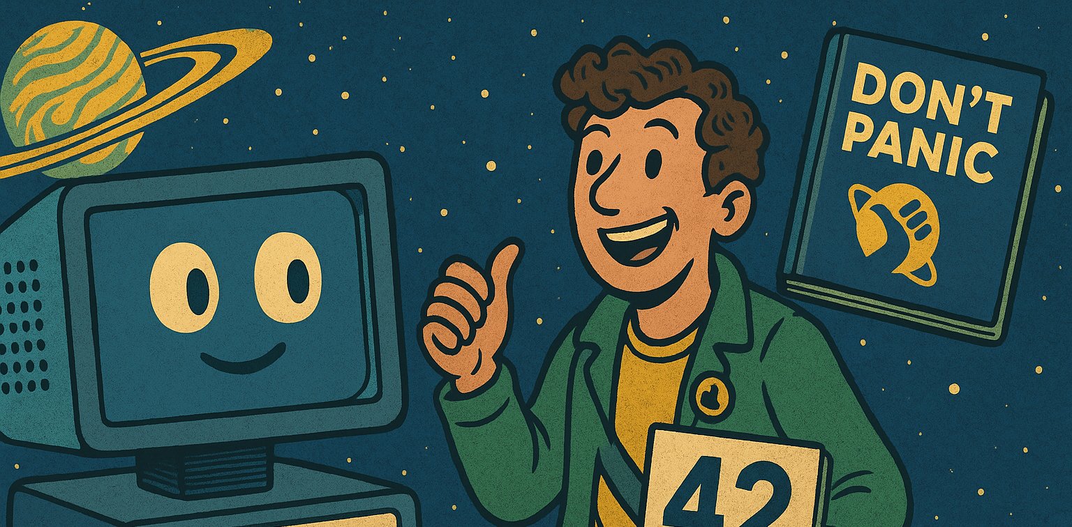seanblanchfield's tweet card. “The Answer to the Ultimate Question of Life, the Universe, and Everything is… 42.” The Hitchhiker’s Guide to the Galaxy After millions of years of computation, Deep Thought finally outputs “42” as...