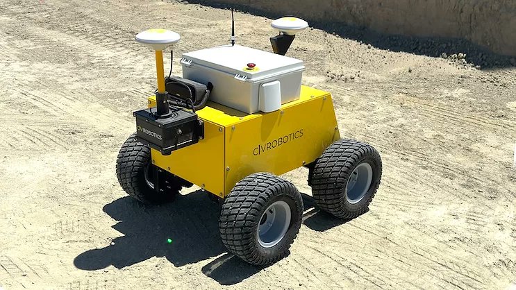slicedbrand's tweet card. The small outdoor layout robot, called CivDot, allows for automated layout of survey points with a high degree of precision.