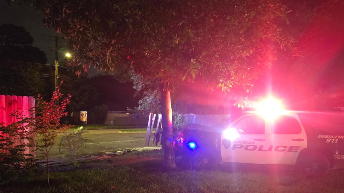 KHOU's tweet card. A Houston homeowner seeks compensation after a suspect crashes through her fence during a police chase.
