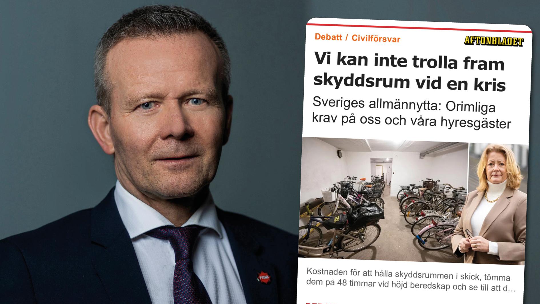ABDebatt's tweet card. Replik från MSB om uppgiften att iordningställa skyddsrum