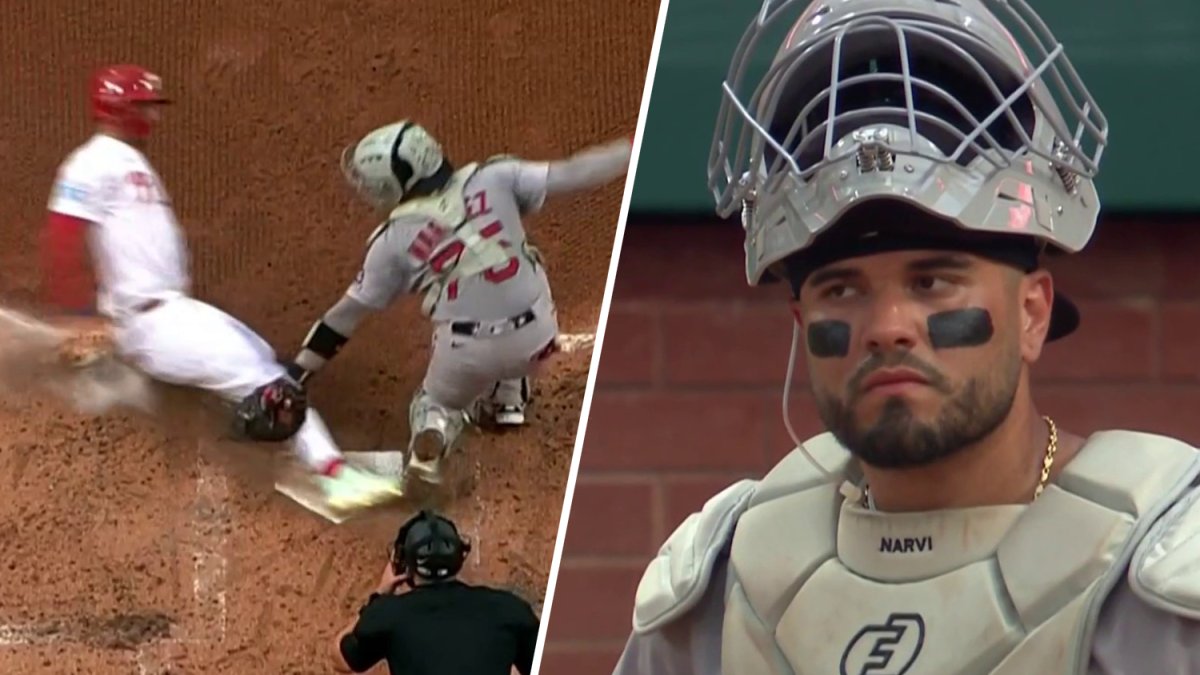JClarkNBCS's tweet card. For the second straight night, we have catcher’s interference! Bryce isn’t awarded a stolen base, but we’ll count it in our hearts.