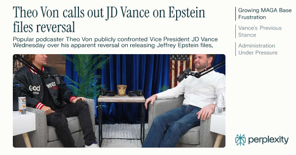 JimRosicaFL's tweet card. Popular podcaster Theo Von publicly confronted Vice President JD Vance Wednesday over his apparent reversal on releasing Jeffrey Epstein files, resharing a...