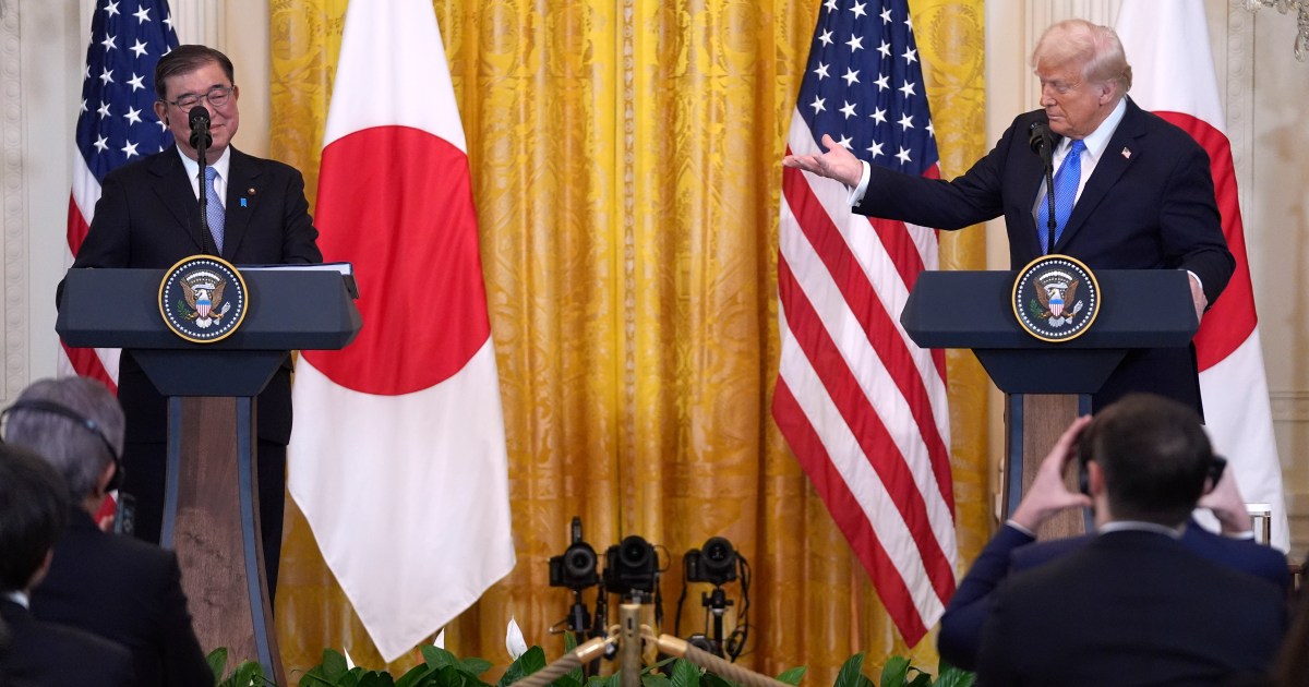 Anthony93544017's tweet card. US president says Japanese exports will be subject to a 15 percent tariff under the trade agreement.
