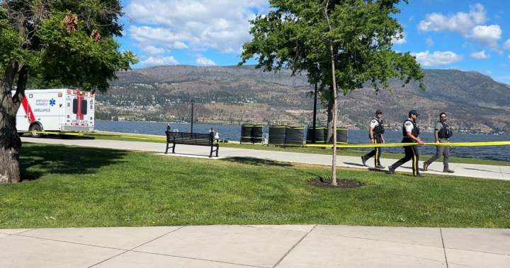 GlobalBC's tweet card. The report states that out of the 244 accidental lake drownings over the past decade, between 2014 and 2024, 28 have occurred in Okanagan Lake.