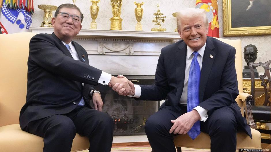 dwnews's tweet card. The deal will reportedly see the US levy 15% tariff on goods imported from Japan. Trump had previously threatened to slap a 25% tariff if a deal was not made.
