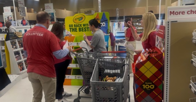 OUCollegeofMed's tweet card. It’s July, but it’s never too early to think about back-to-school supplies! Tuesday morning Oklahoma City Public School leaders and OU Health staff battled it out at the store to help t…
