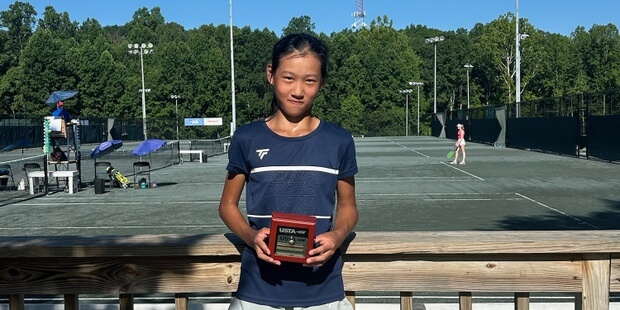 TennisRecNet's tweet card. Violetta Li will bring home two USTA Gold Balls to Berkeley Heights, New Jersey, after capturing the singles and doubles titles at the USTA Girls 12s Clay Court Championships in Greensboro, North...
