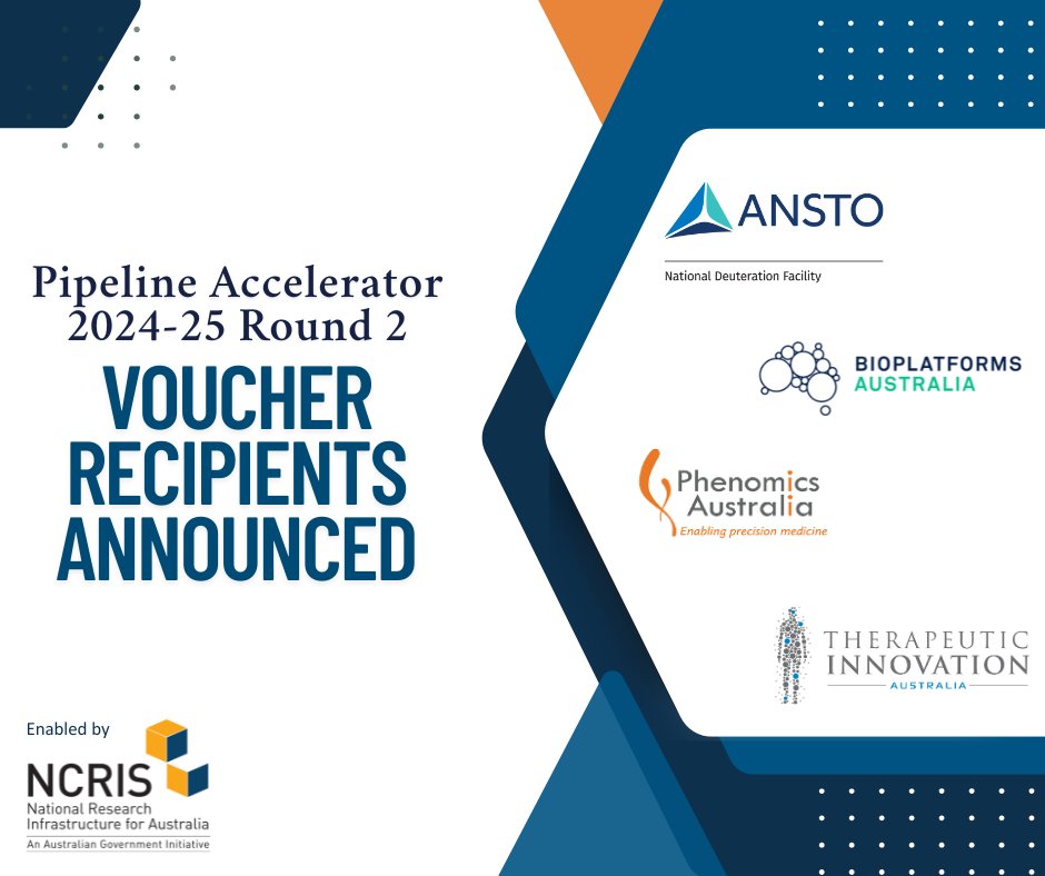 BioplatformsAus's tweet card. Therapeutic Innovation Australia  (TIA), in partnership with Phenomics Australia, Bioplatforms Australia and ANSTO’s National Deuteration Facility, is thrilled to announce the successful recipients...