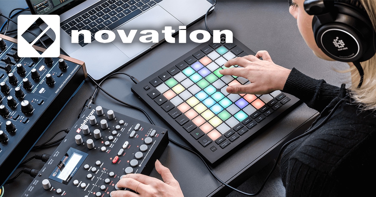 soundhouse_DTM's tweet card. Radiohead、Massive Attack、Orbitalなど世界的なアーティストが愛用するシンセサイザーやMIDIデバイスを手掛けるNOVATION。1992年YAMAHA QY10シーケンサー専用のキーボードコントローラーを成り立ちとして、その後は人気シンセサイザーBass Stationや、近年ではもやは新時代の楽器としての地位を確立したMIDIコントローラーLaunchpadシ...