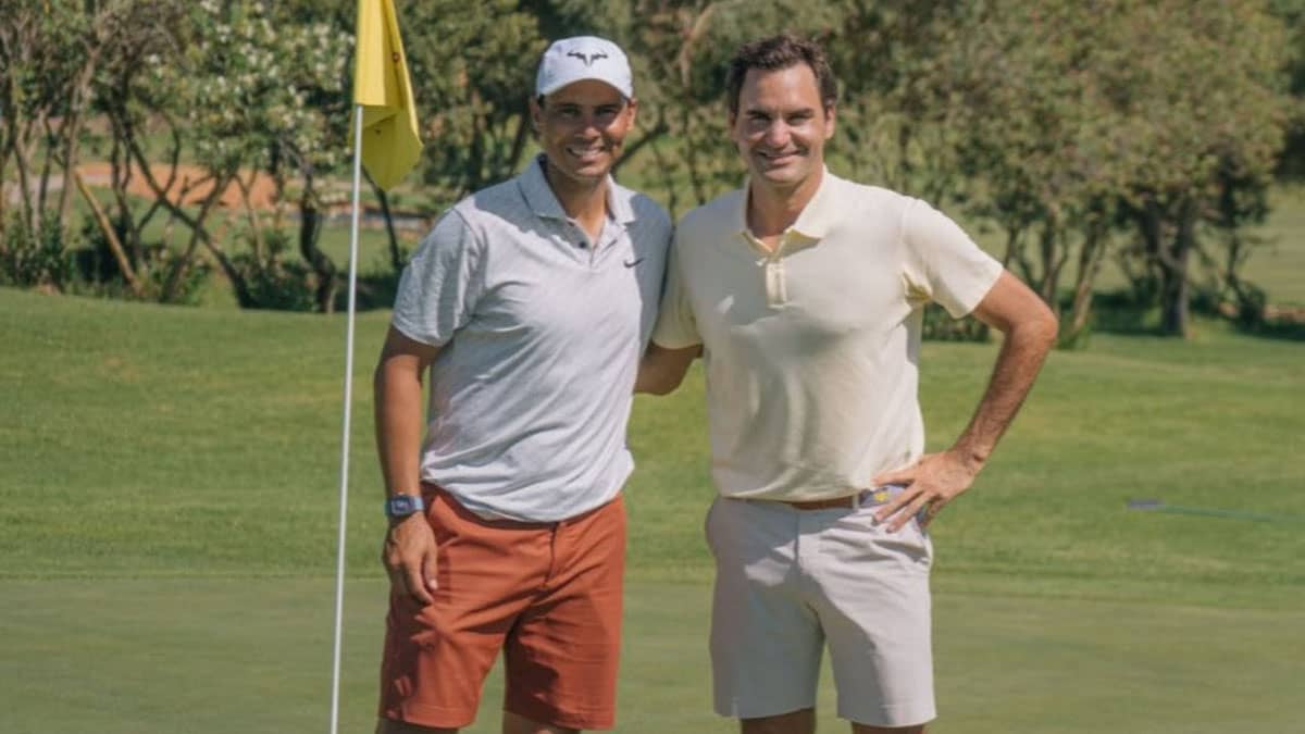 tenisnewsbrasil's tweet card. Dois dos maiores campeões da história do tênis, Roger Federer e Rafael Nadal voltaram a se encontrar em Mallorca, cidade do tenista espanhol, que é um