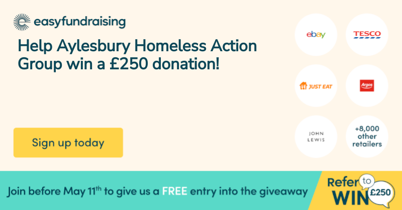 AhagInfo's tweet card. Help Aylesbury Homeless Action Group raise free funds today by shopping online via easyfundraising.org.uk. Shop at no extra cost and raise free donations for Towcestrians Sports Club