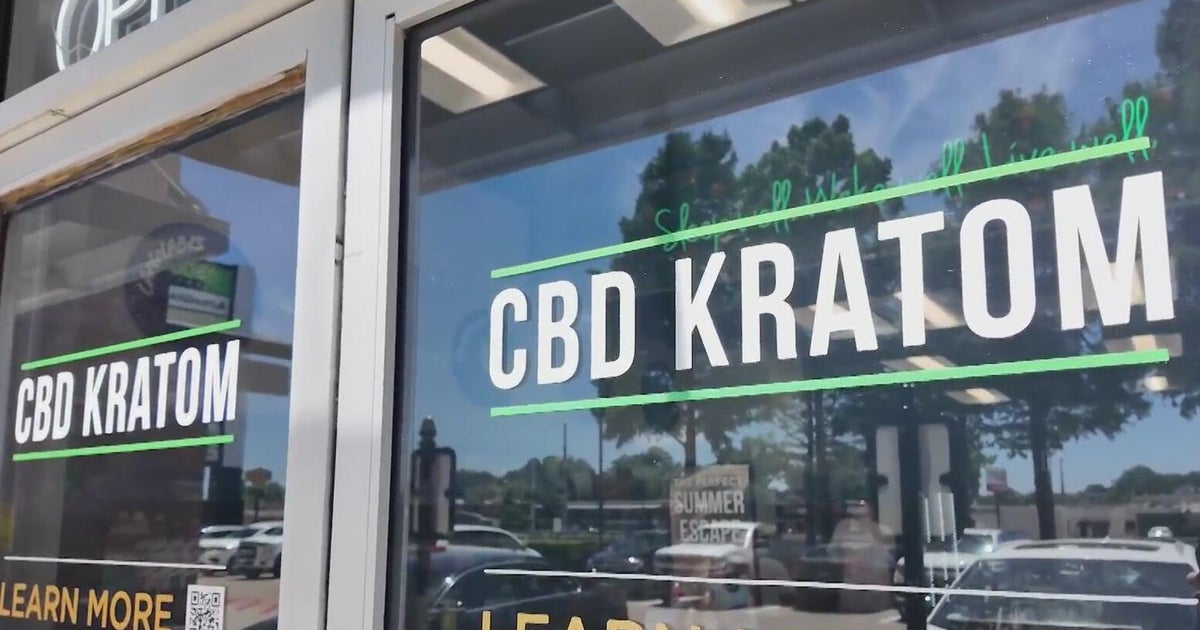 CBSNewsTexas's tweet card. Kratom is banned in six states but not in Texas.