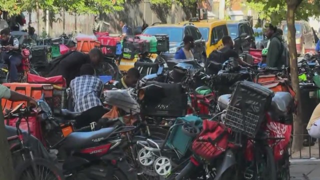 PIX11News's tweet card. EAST VILLAGE, Manhattan (PIX11) — A block in the East Village has become a makeshift hub for dozens of e-bikes used by migrant delivery workers, and it’s causing a stir among local resi…