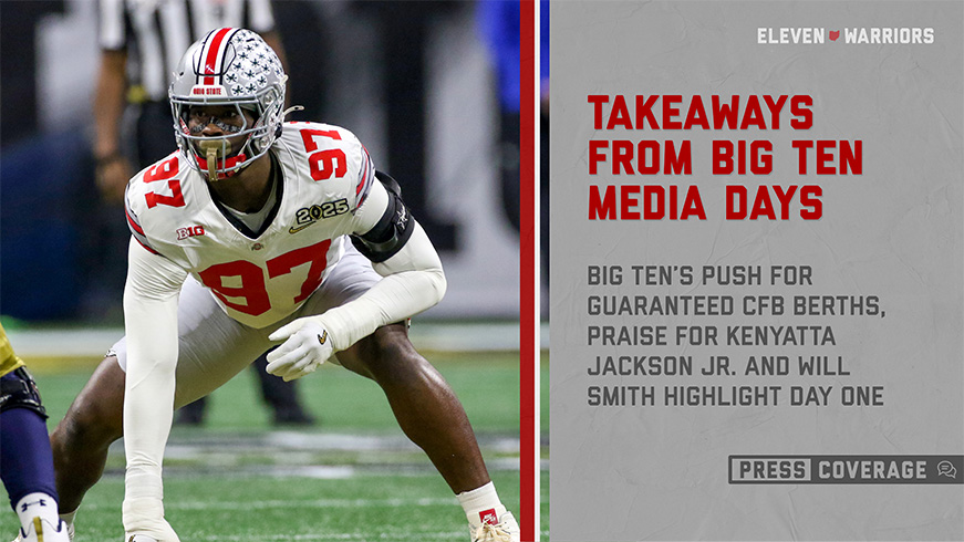 11W's tweet card. The Big Ten’s push for four guaranteed berths in the College Football Playoff and praise for Kenyatta Jackson Jr. and Will Smith Jr. stood out on day one of Big Ten Media Days.