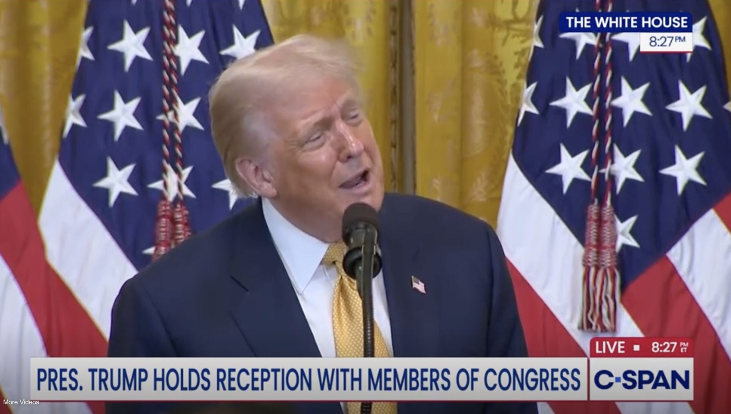 Mediaite's tweet card. At a reception with members of Congress Tuesday, President Donald Trump claimed that the festering scandal regarding the Epstein files had made his poll numbers improve five points. Multiple recent...