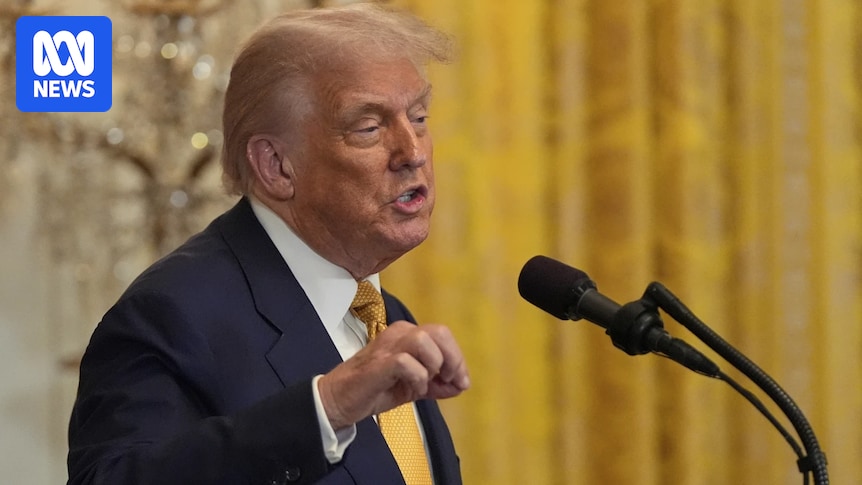 abcnews's tweet card. US President Donald Trump announces a trade deal with Japan that he says will result in Japan investing $US550 billion ($842 billion) into the United States and paying a 15 per cent reciprocal tariff.
