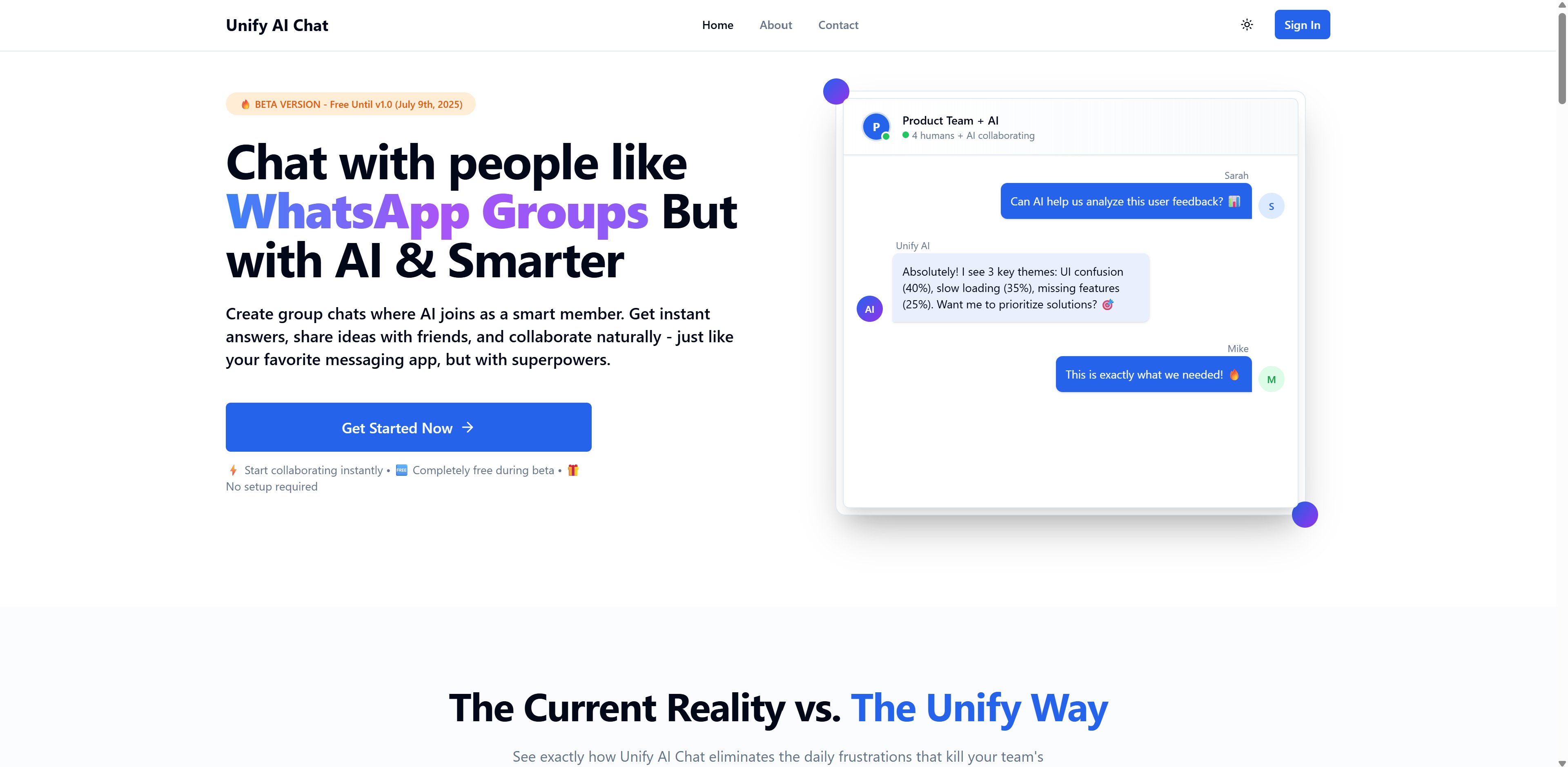 RhymeTheDev's tweet card. Unify AI Chat transforms how teams collaborate by seamlessly integrating intelligent content analysis into everyday conversations. Built for the modern remote workforce, we eliminate the productivity...