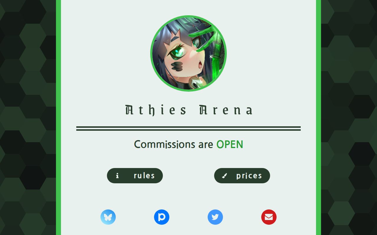 AthiesArena's tweet card. Information and prices about commissions