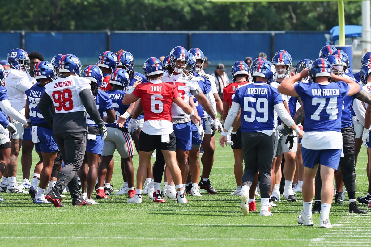 DDuggan21's tweet card. Is Tommy DeVito the odd man out at QB? Why is outside linebackers the best position group on the team? That and more in our projections.