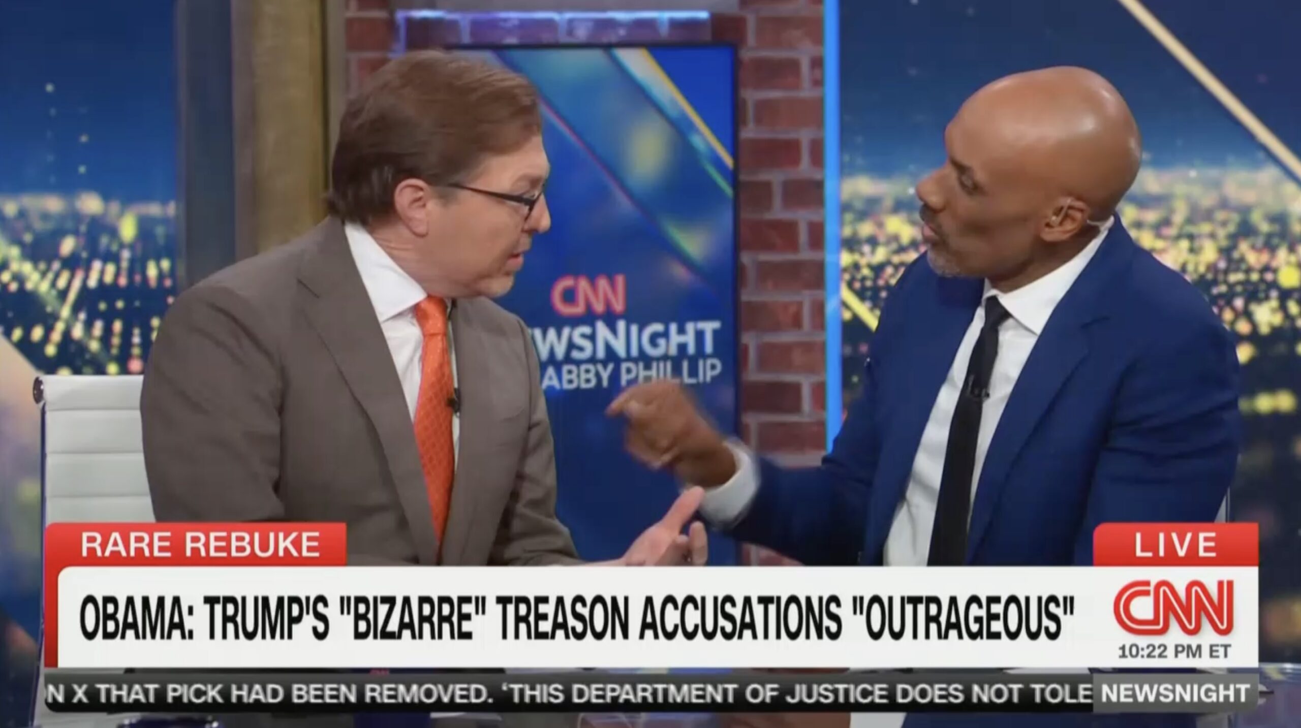 Mediaite's tweet card. A CNN NewsNight panel blew up on Tuesday during a debate over President Donald Trump's attack on former President Barack Obama.