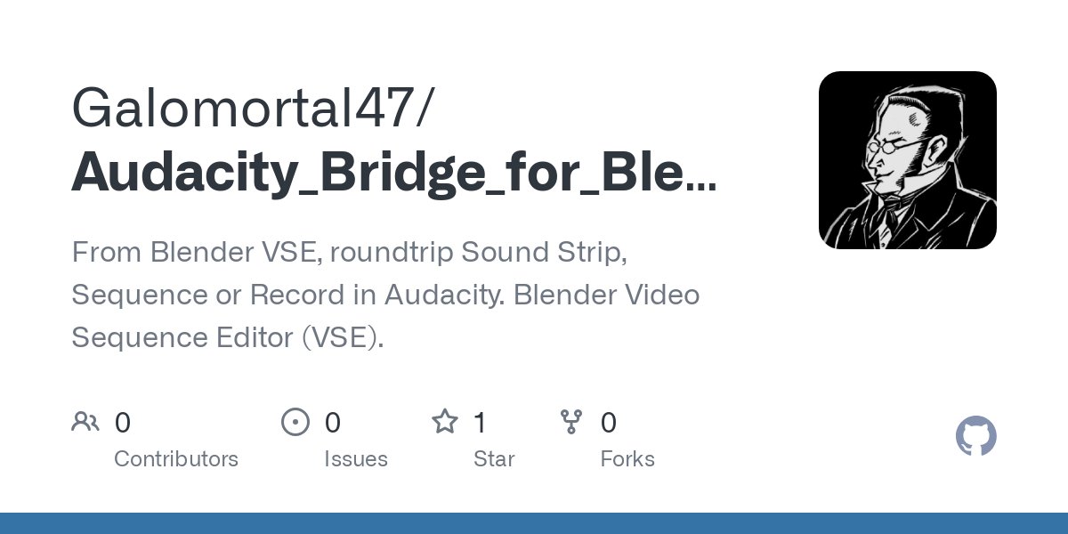 GhostHandDev's tweet card. From Blender VSE, roundtrip Sound Strip, Sequence or Record in Audacity. Blender Video Sequence Editor (VSE). - Galomortal47/Audacity_Bridge_for_Blender-4.5.0er