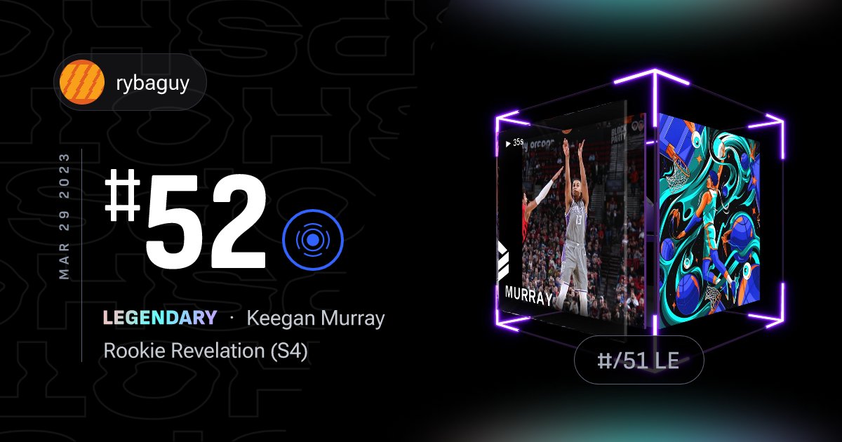 LiveTokenBot's tweet card. Mar 29 2023 — Keegan Murray was the perfect addition for a franchise seeking new beginnings. The fourth overall selection fit in seamlessly with the Sacramento Kings, who welcomed Murray’s contribu...