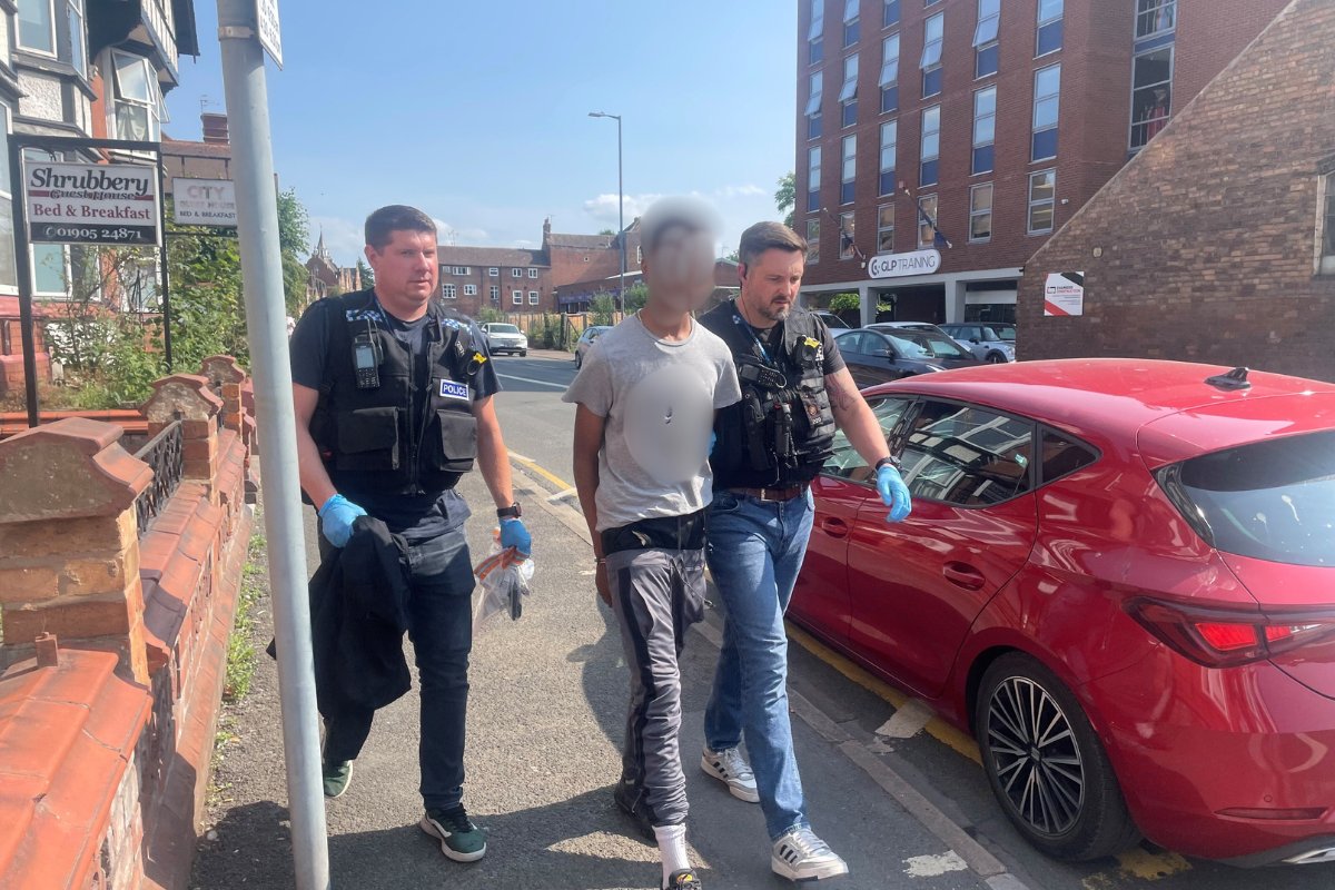 JamesConnell8's tweet card. Youth led away in handcuffs after officers swoop on Barbourne Road guest house