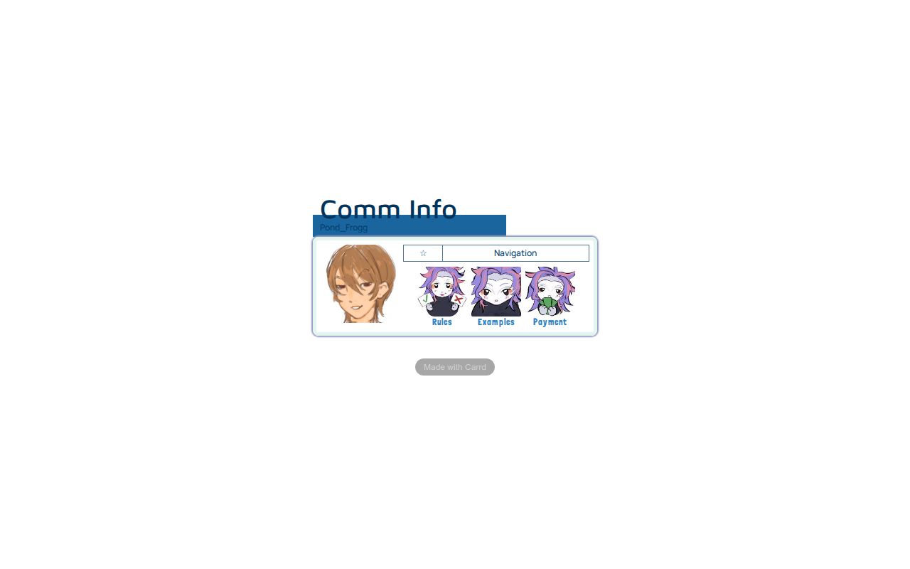 Pond_frogg's tweet card. Comm card