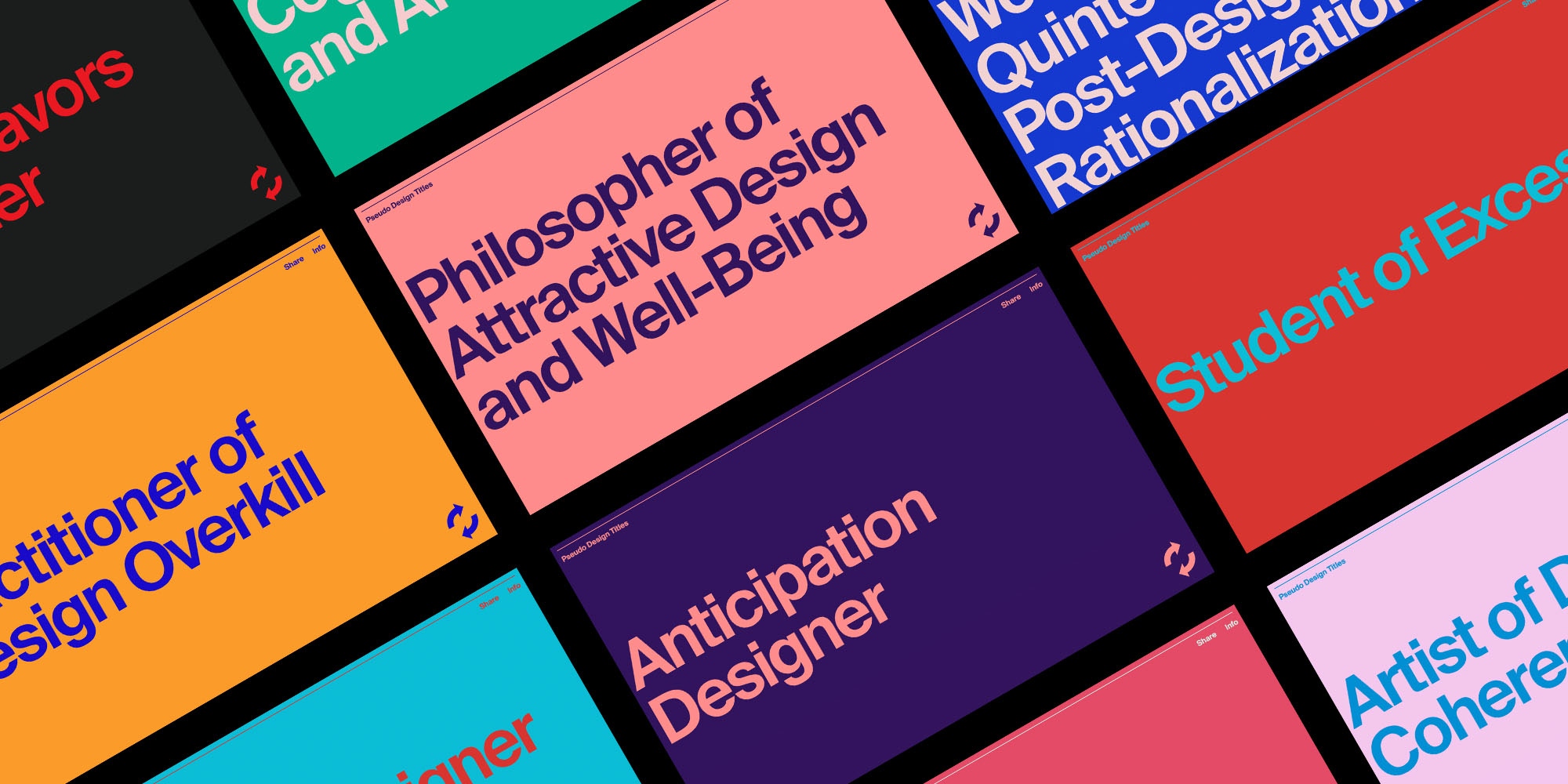 JonMooreFX's tweet card. A satirical title generator for designers seeking a title apart from other designers.