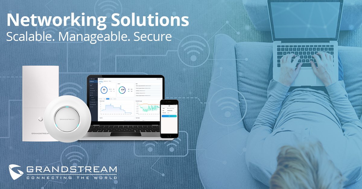 GrandstreamNet's tweet card. Grandstream's GWN series features Wi-Fi Access Points, Routers, Networking Switches, and free management to offer a complete wired and Wi-Fi solution.
