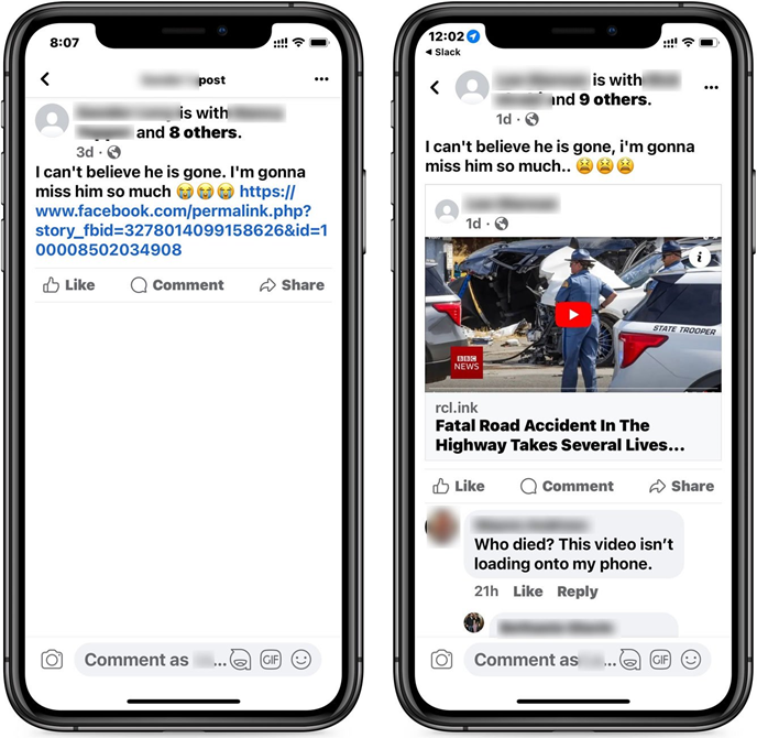 Swingbridge2's tweet card. A new Facebook scam has been making the rounds, preying on users' sympathy and care for others. The scam starts with a Facebook post that says, "I can't believe he's gone" or "I'll miss him so much,"...