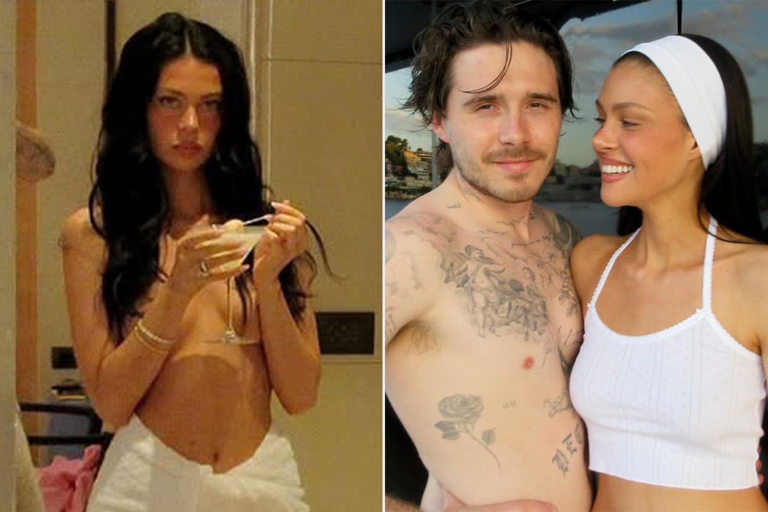 people's tweet card. Nicola Peltz Beckham shares steamy vacation photos while relaxing on a yacht with her husband Brooklyn Beckham.
