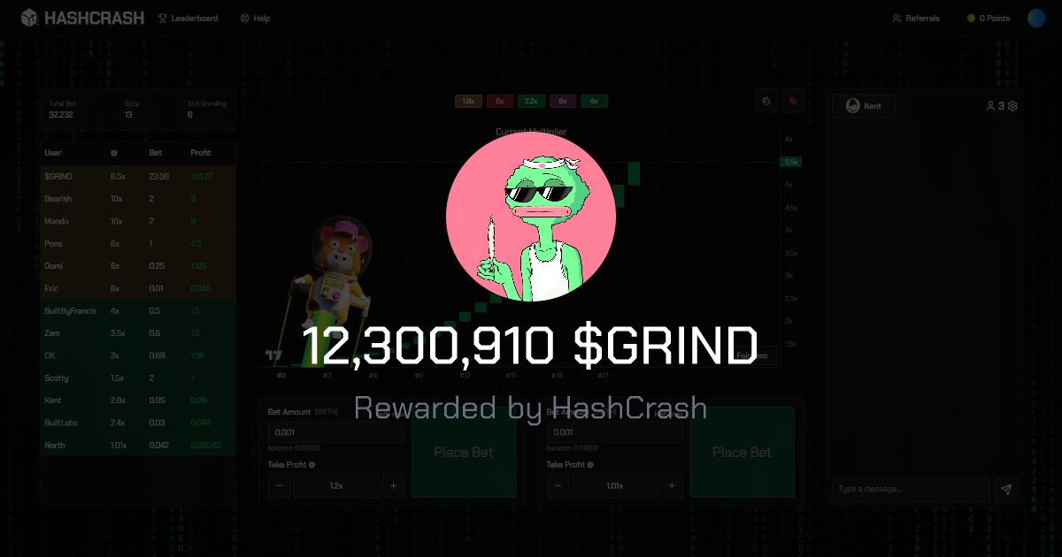 YungFishazz's tweet card. HashCrash is a decentralised, on-chain version of the iconic "Crash" game. Earn a share of the house edge by supplying liquidity, and test your luck by placing a bet. Watch the chart climb ever...