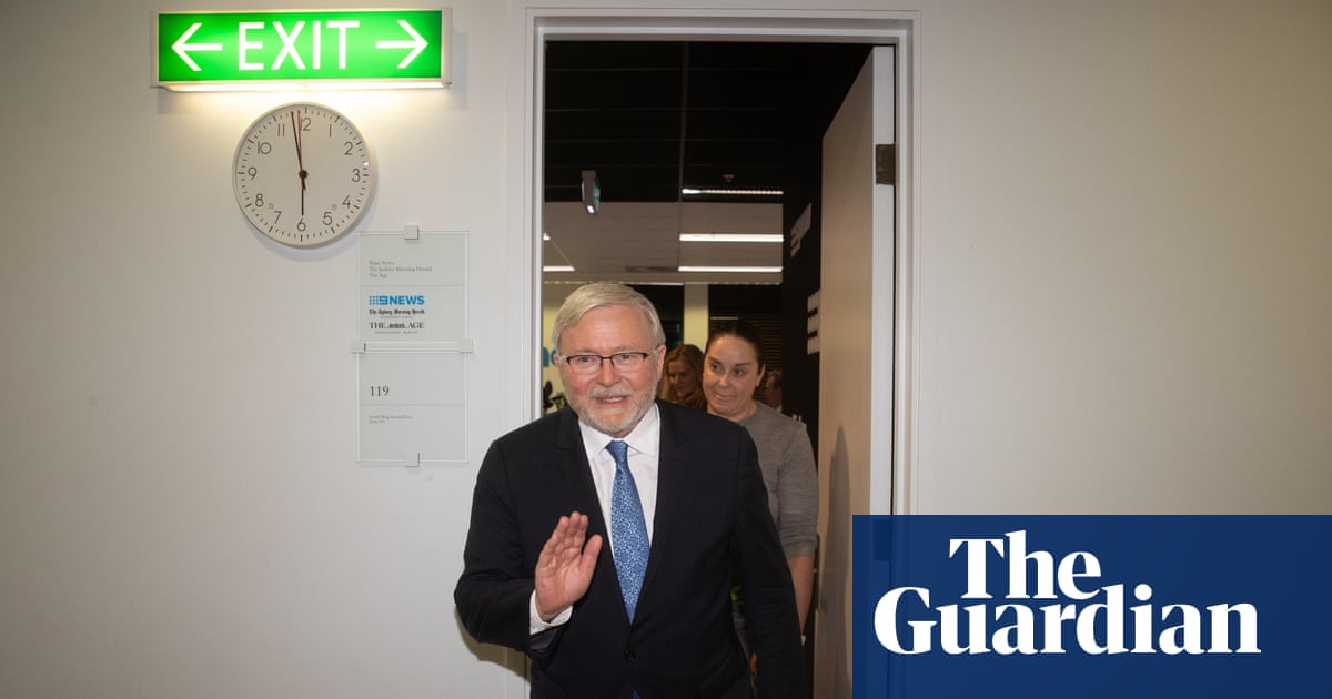 GuardianUS's tweet card. Anthony Albanese, Peter Dutton and Tony Abbott defend suitability of former PM after Dan Scavino social media post, despite Rudd’s past criticism of president-elect