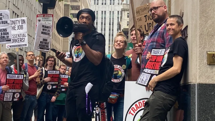 ConnorSpence_'s tweet card. Jamie Edwards was fired from Trader Joe’s on May 1, 2025, and … Maeg Yosef needs your support for Stand with Jamie Edwards, Union Leader Fired By Trader Joe's