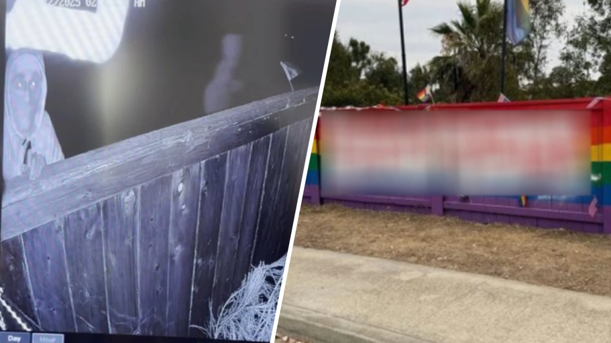nbcsandiego's tweet card. Early Tuesday morning, taggers sprayed hate messages on a fence painted with the colors of the Pride flag in Scripps Ranch.