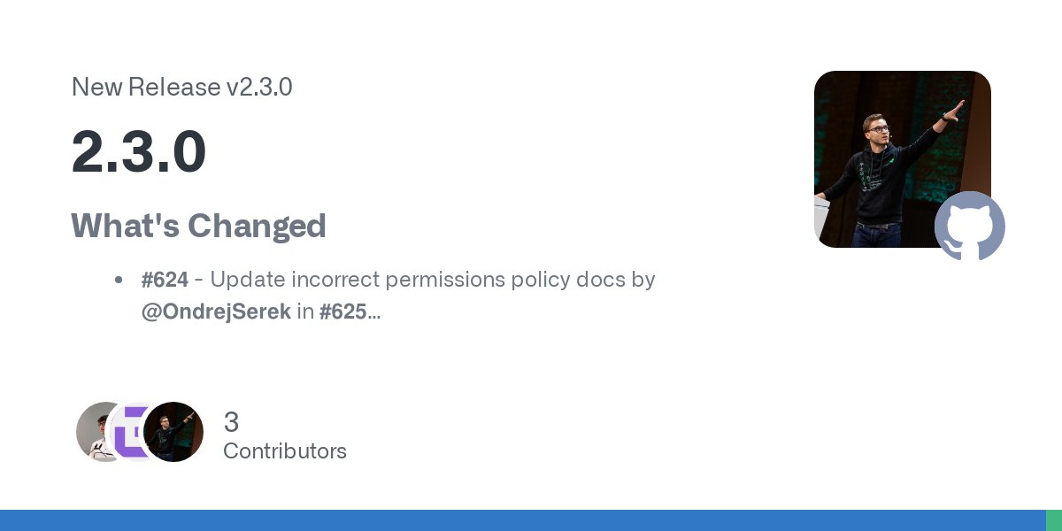 jacobandrewsky's tweet card. What's Changed #624 - Update incorrect permissions policy docs by @OndrejSerek in #625 feat(node)!: upgrade to v20 by @dargmuesli in #635 test: update for most recent Nuxt v3 by @dargmuesli in...