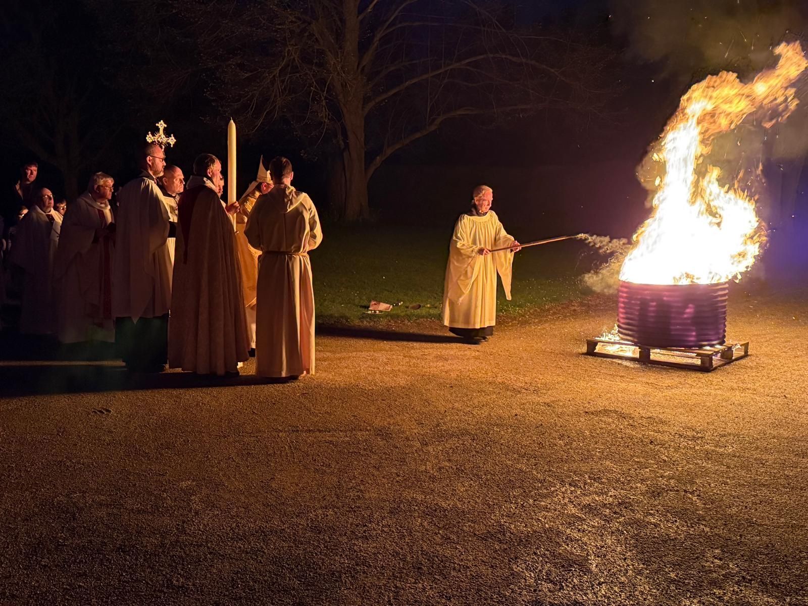 BelmontAbbeyUK's tweet card. Easter Vigil