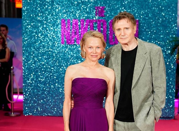 BelTel's tweet card. Liam Neeson and Pamela Anderson stepped out in style yesterday evening for the London premiere of the new Naked Gun reboot.