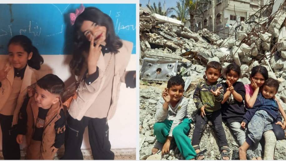 ahmed9064963's tweet card. Ahmed Ismael is a father from Gaza, living in a tattered tent with his three young children—Jude (6), Sham (5), and baby Ismail—alongside a total of 11 family members.