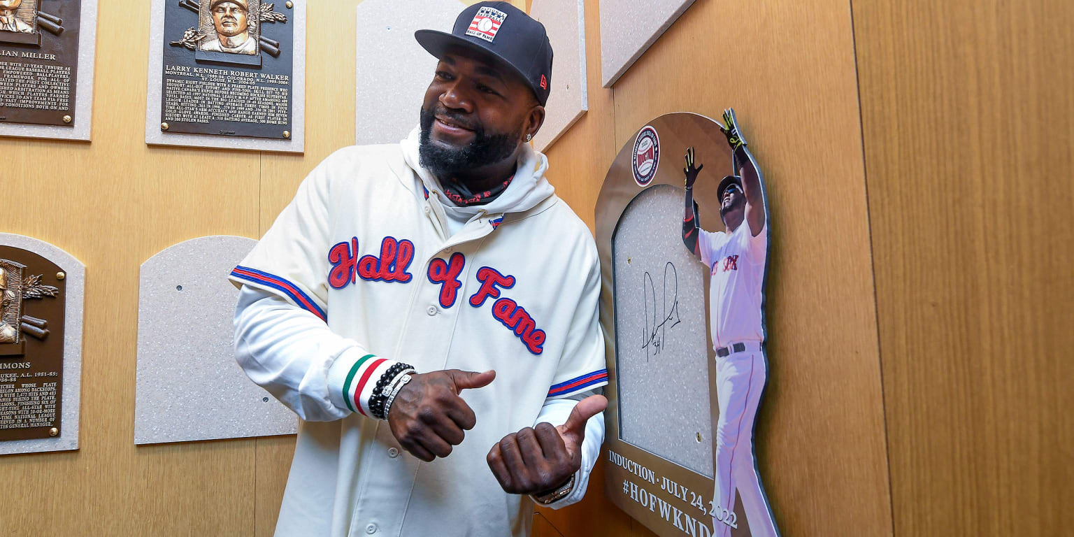 IanMBrowne's tweet card. COOPERSTOWN, N.Y. -- Decked out in a white designer jogging suit, David Ortiz joyfully took his orientation visit around the Baseball Hall of Fame on Monday, expressing his awe for Ted Williams, his...