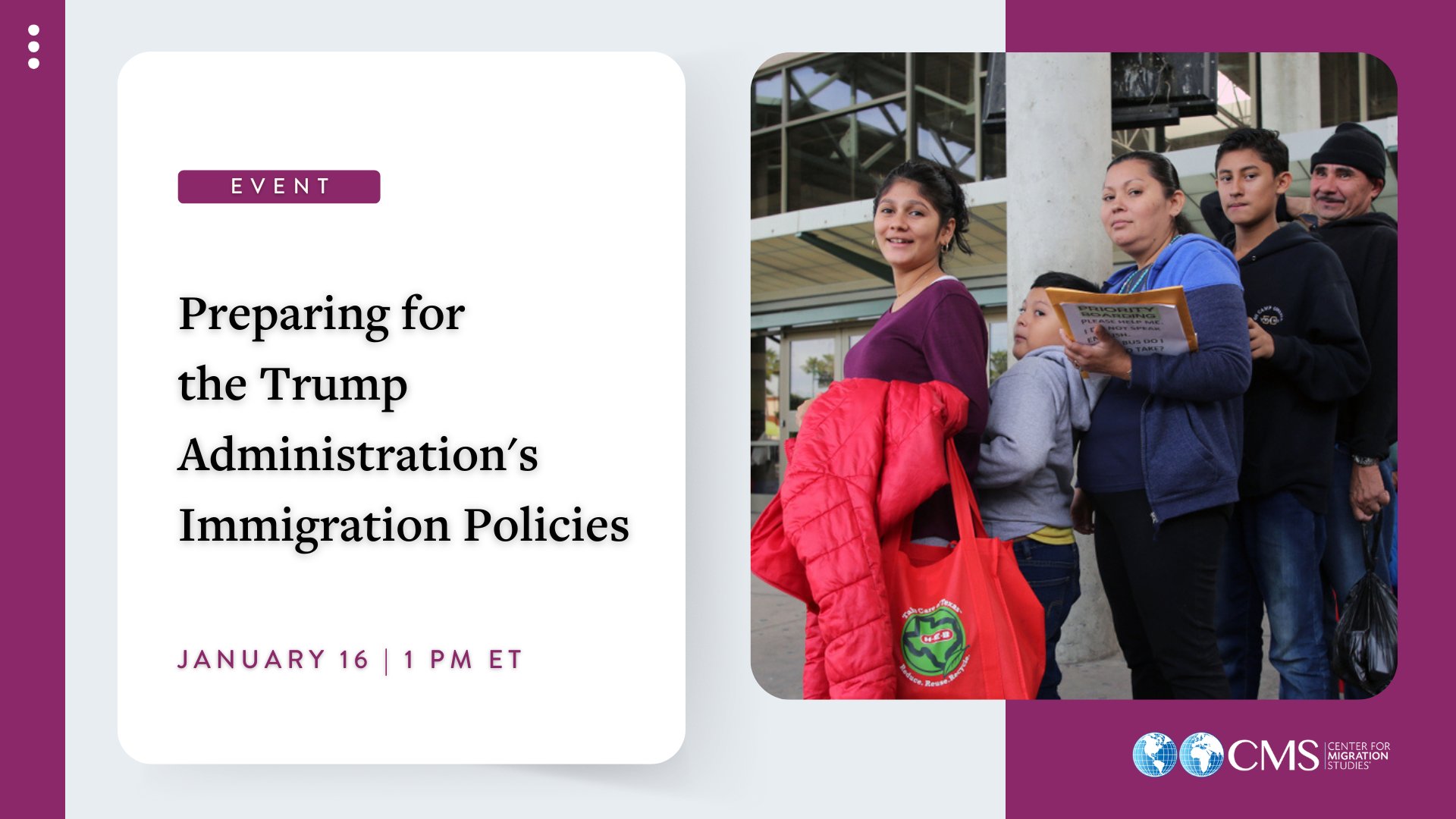 IMRjournal's tweet card. On January 16, CMS hosted a webinar in which immigration experts previewed some of the expected immigration policies of the new Trump administration.