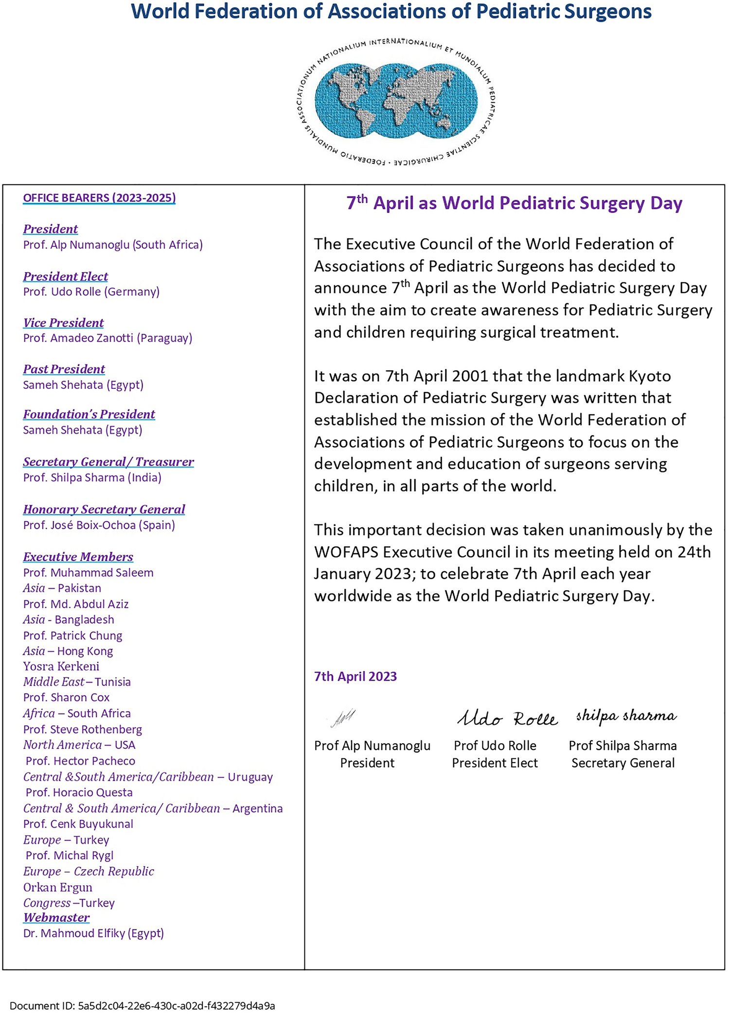 WOFAPS's tweet card. Pediatric Surgery International - The World Federation of Associations of Pediatric Surgeons (WOFAPS), founded in 1974, serves as a global umbrella organization representing pediatric surgical...