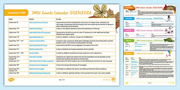 TwinklSLT's tweet card. SMSC education forms an important part of pupils learning. Use this attractive SMSC Calendar to help plan and prepare for SMSC events during the 2025/2026 academic year. It details events that could...